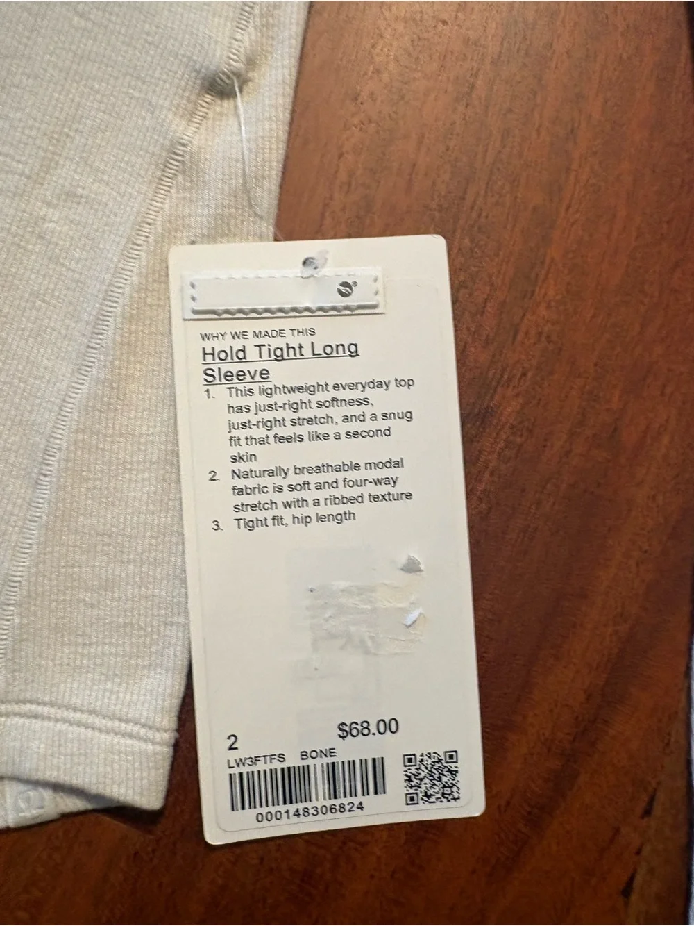 lululemon athletica Ribbed Crew Neck Tee — Cream NWT size 2